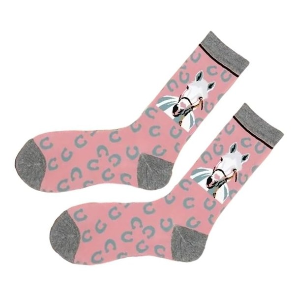 Unisex Abstract Horse Blush Pink Socks One Size UK 6-10