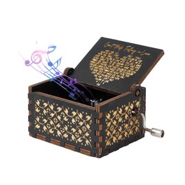Huifengjie Wooden Music Box, Can't Help Falling in Love Hand Crank Music Boxes, Antique Carved Vintage Design, Wooden Music Box for Birthday, Valentine's Day, Anniversary, Christmas Gift