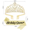 CURASA Gold Birthday Crown and Sash for Women Girls Princess