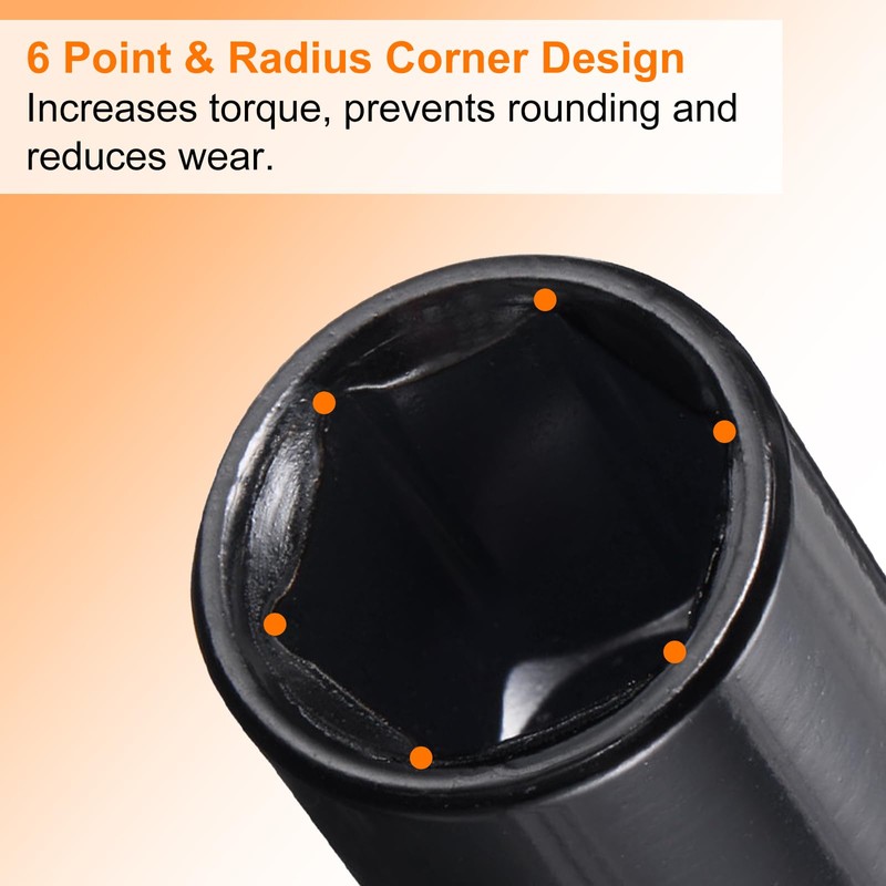 sourcing map Deep 6-Point Impact Socket 1/2" Drive 19mm Metric