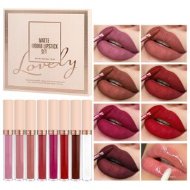 8 Farben Matte Lippenstift Set, Samt Lippen Glanz Lippen Kit, wasserdicht langlebige Nackte Lippen Tint Schönheit Kosmetik Make-up Geschenk Set