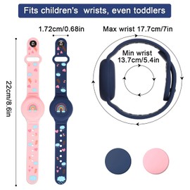 SAVITA 2pcs Kids Wristband for AirTag, Boho Rainbow Pattern Bracelet for Kids Toddler Elder Adjustable Watch Band Kids Anti Lost for AirTag Case Holder for Hiding GPS Tracker (Midnight Blue, Pink)