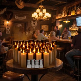 YOROXRG Flickering Flameless Candles Battery Operated with Remote and 2/4/6/8 H Timer Plexiglass Led Pillar Candles with Realistic Moving Wick Candles for Home Decor Pack of 24 (D2.2"xH 5"6"7")(Grey)