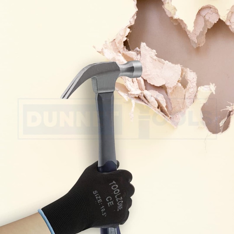 Dunnet Tools Large 10.5" Black Coated Work Gloves - Lightweight