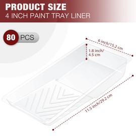 Geelin 80 Pcs Paint Tray Liner 4 Inch Paint Pans Trays White Paint Roller Tray Disposable Paint Tray Plastic Paint Tray with Textured for Painting Walls, Compatible with Most Paint Rollers