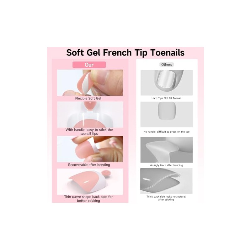 Kit de 240 uñas postizas francesas blancas para prensar, extensiones