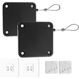 CAM2 Automatic Door Closer, Pack of 2, Automatic Door Closer with Sensors, No Holes, with Drawstring, Door Closer, Automatically Close Most Doors (Black, 500 g)