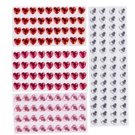 Valentine's Acrylic Heart Rhinestone Sticker Self Adhesive Flat Back Heart Crystal Gems Rhinestone for Wedding Decoration DIY Crafts Jewelry Making,0.5 Inch (144 Pieces)