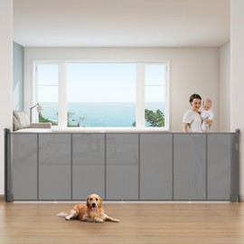 Upgrade 120 inch Retractable Baby Gates for Stairs, Retractable Dog Gate 42 inch Extra Tall Retractable Gate for Outdoor/Indoor, Reinforced Retractable Pet Gate with Hooks Prevent Crawling Through…