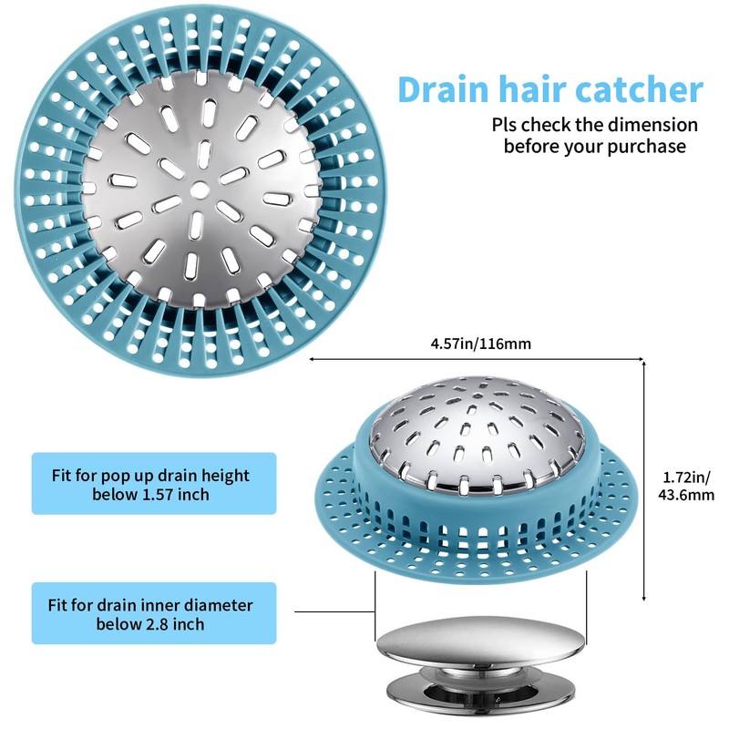 Aluvor Shower Drain Hair Catcher, Shower Drain Cover, Bathtub Drain