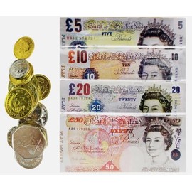 Realistic Sterling NOTES & COINS Play Money -Kids Pretend Play Cash Toy Education Learning Party Favours