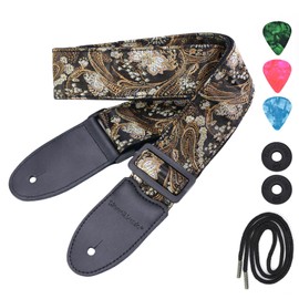 CLOUDMSUSIC Guitar Strap Acoustic Classical Bass Electric 2" Wide Strap With Jacquard Embroider Pattern For Adult Kids(Floral Vintage)