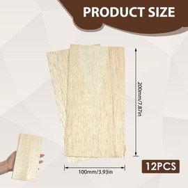 12-Pack Balsa Wood Sheets 200x100x1mm Lightweight Craft Balsa Wood Thin BalsaWood Wood for DIY Projects Model Building Painting and Engraving Ideal for Home Decor and Creative Arts