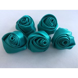 Unbranded Rose Shaped Lapel Stud Pin - Teal Blue Silky Texture 1 1/4 Inch