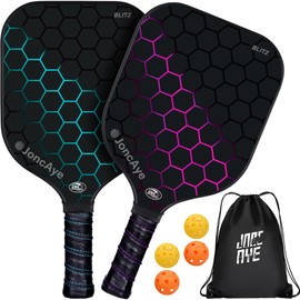 Pickleball-Paddles-Set of 4 or 2 Rackets by JoncAye, USAPA Approved Pickle-Ball Equipment with Balls, Bag, Accessories, Fiberglass Graphite Pickleball Racquet Set for Men, Women, Kids, Adults