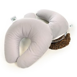 NATURECA Travel Pillow Made of Organic Buckwheat Hulls, Neck Pillow, 100% Natural Materials with Removable and Washable Cotton Cover, Neck Support Pillow, Ideal as a Supplement to Pillow, 35 x 33 cm