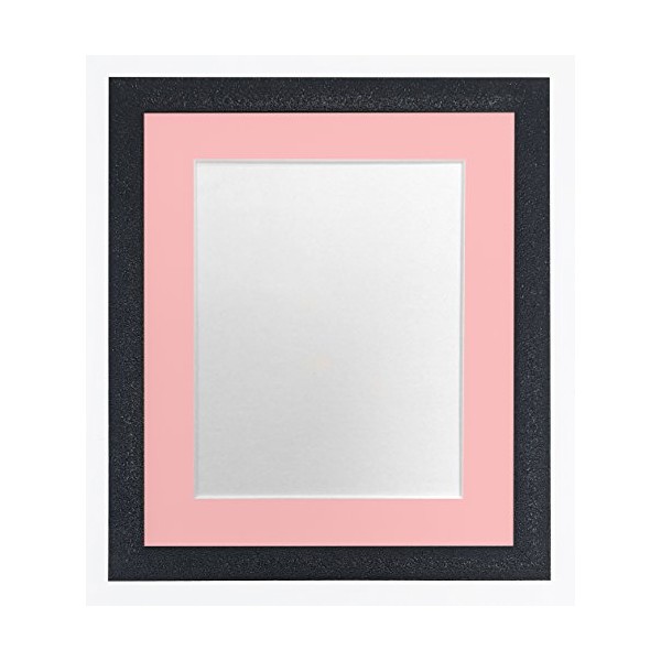 FRAMES BY POST Glitz Black Picture Photo Frame with Pink Mount 14 x 8 Image size 10 x 4 Inch Plastic Glass