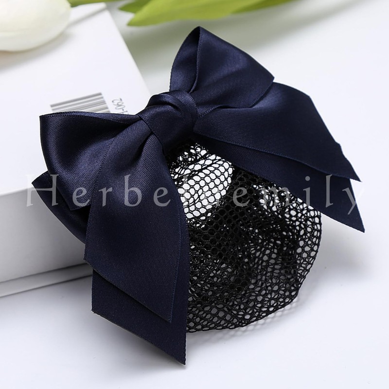 Herbeluemily Chignon Net, Ribbon, Hair Net, Bun Cover, Fine Mesh