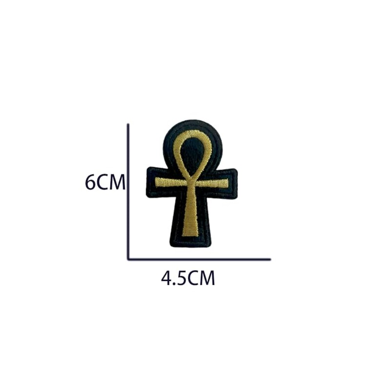 XUNHUI Gold Ankh Patch for Clothing Iron On Symbol Embroidered