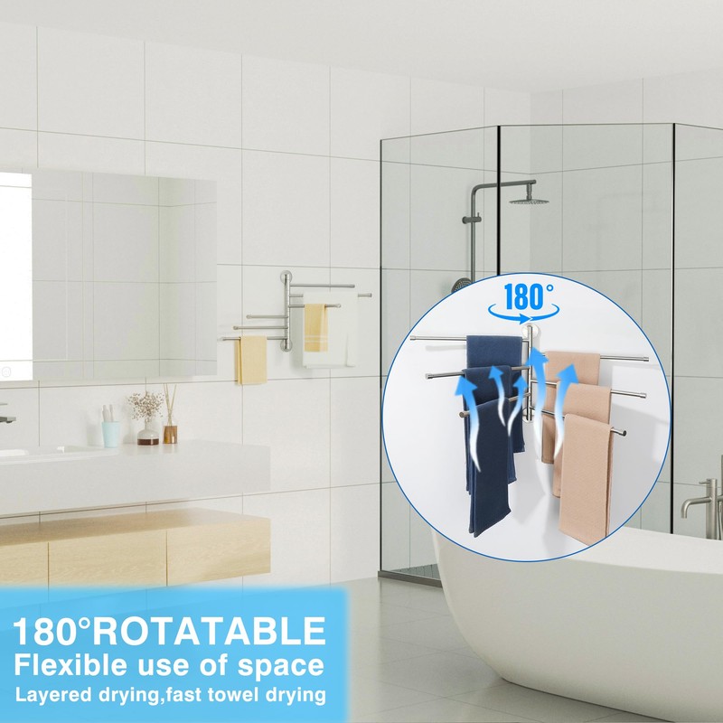 Alise Swivel Towel Rack, SUS304 Stainless Steel 6 Arms Towel