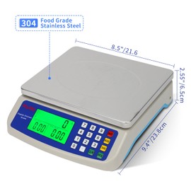Large Digital Kitchen Scale 22LB Commercial Scale for Food Baking Bread Cooking Meat,Stainless Steel Price Computing Scale with LCD Display,Prep Counting Scale for Parts and Coins,Adapter Included