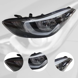 CHUNILLE Left & Right Headlight 921023Y500 HY250218 HY2503187 【LED Model】 Pair Headlamp Assembly Front For Hyundai Elantra 2014 2015 2016 Black (Left and Right)