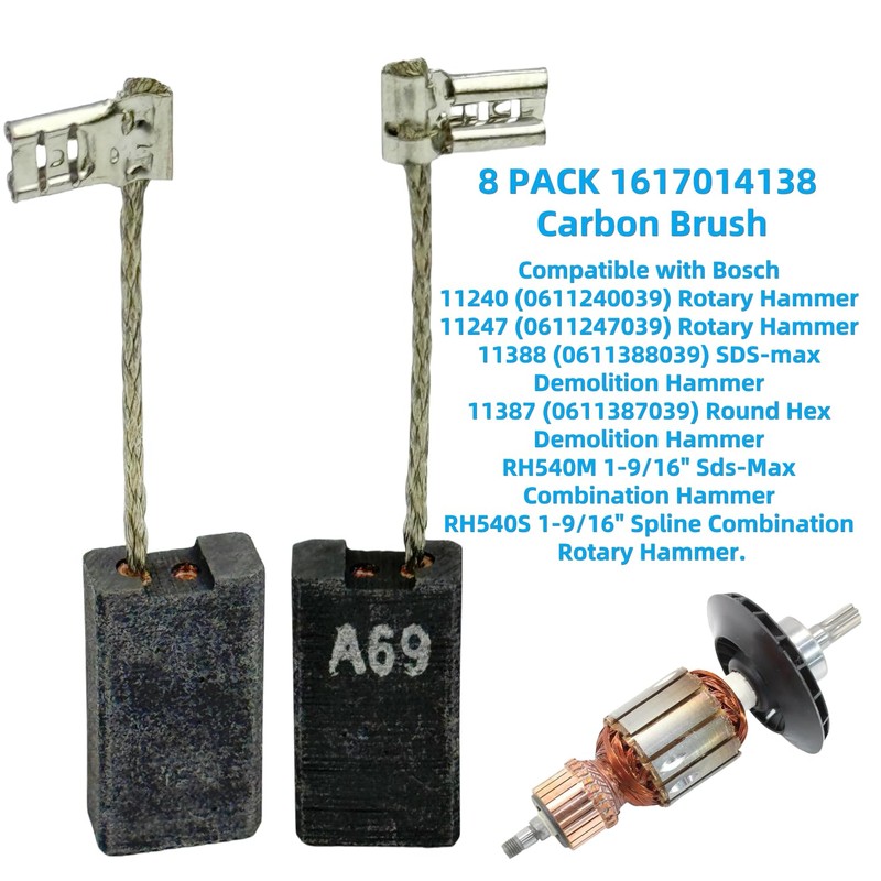 8-pcs 1617014138 Rotary Hammer Carbon Brush for Bosch 11240 11240