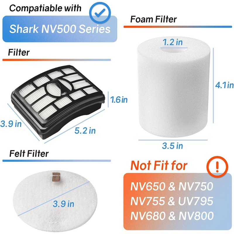 Ximoon NV500 NV501 Filter for Shark Vacuum Filter replacement 500