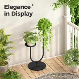 GENTINGBRO Tall Plant Stand Indoor Modern Plant Stands Corner Plants Shelf for Indoor Plants Display 2 Pots Black Planter Holder for Home Living Room Bedroom Decor