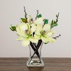 Nearly Natural 4534-WH Magnolia Arrangement with Vase,White