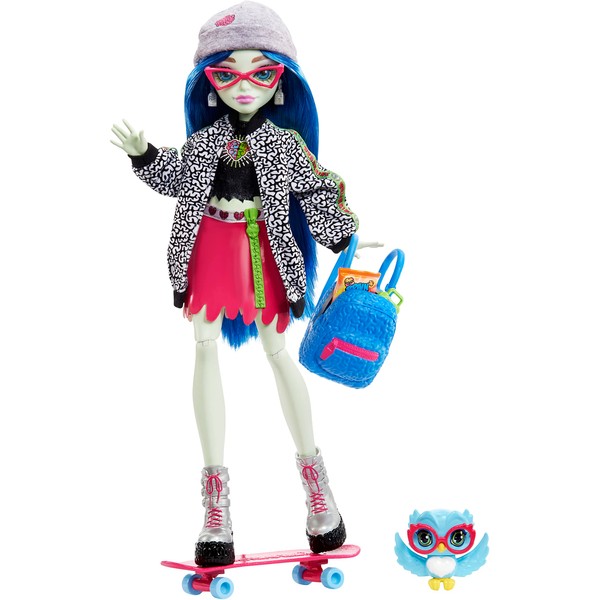 Monster High Ghoulia Yelps Doll (10.1 in) with Blue Hair, Pet and Accessories