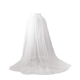 Springcmy Women Tulle Tutu Long Skirts Wedding Party Cocktail Prom Bandage Mesh Maxi Dress Overskirt Overlay Long Bridal White