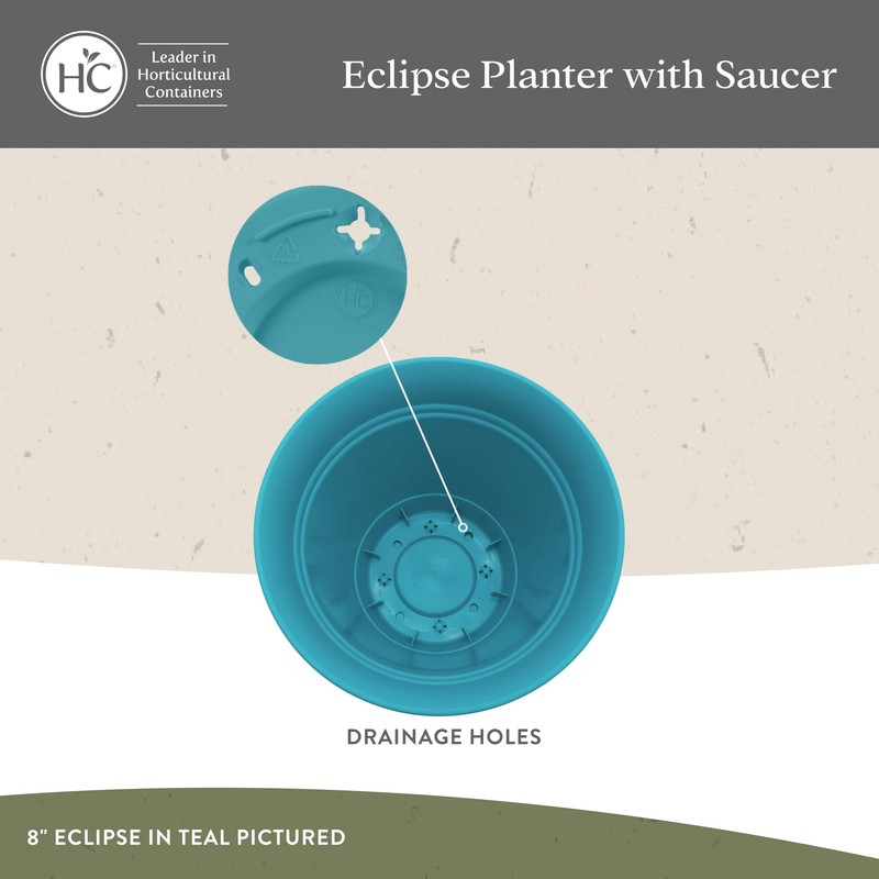 The HC Companies Eclipse Round Planter With Saucer - Outdoor