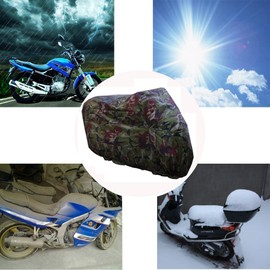 ANFTOP Waterproof Motorcycle Cover Camouflage Colour UV Rain Protection Dustproof Breathable Scooter Motorcycle Covers with Carry Bag Outdoor Cover Tarpaulin XL