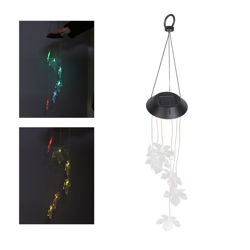 Solar Wind Chimes Maple Leaf LED Mobile Wind Chimes Lights