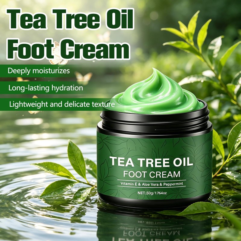 NUOKOU 2PCS Tea Tree Oil Foot Cream,with Vitamin E, Aloe