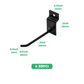 Yauhar 30Pcs 4 Inch/10CM Black Slat Wall Hanging Display Hooks, Heavy Dut Pegboard Metal Hanger Slatwall Panel Hook for Shop Retail Gridwall Garage