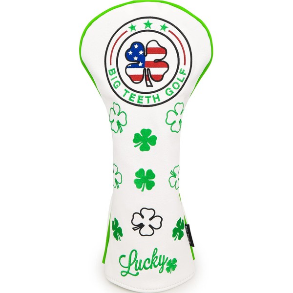 Golf Headcovers Lucky Clover Golf Wood Cover Set Golf Driver Cover Fairway Wood Utility Hybrid American Clover Putter Cover Pin Type (Driver Cover)