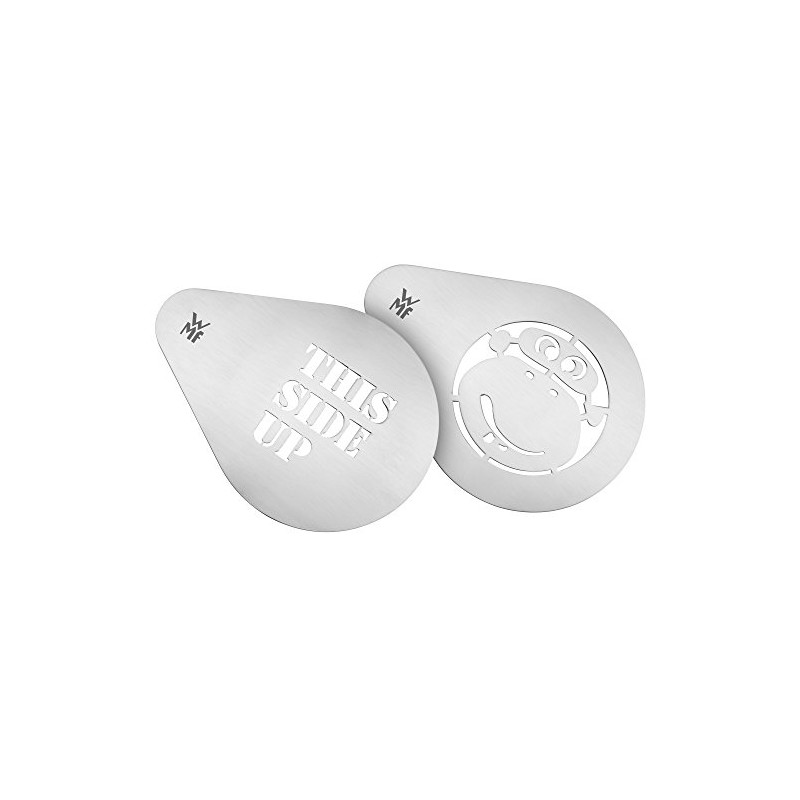 WMF Plantillas Capuccino Monkeyside Set de 2, Acero Inoxidable Pulido,