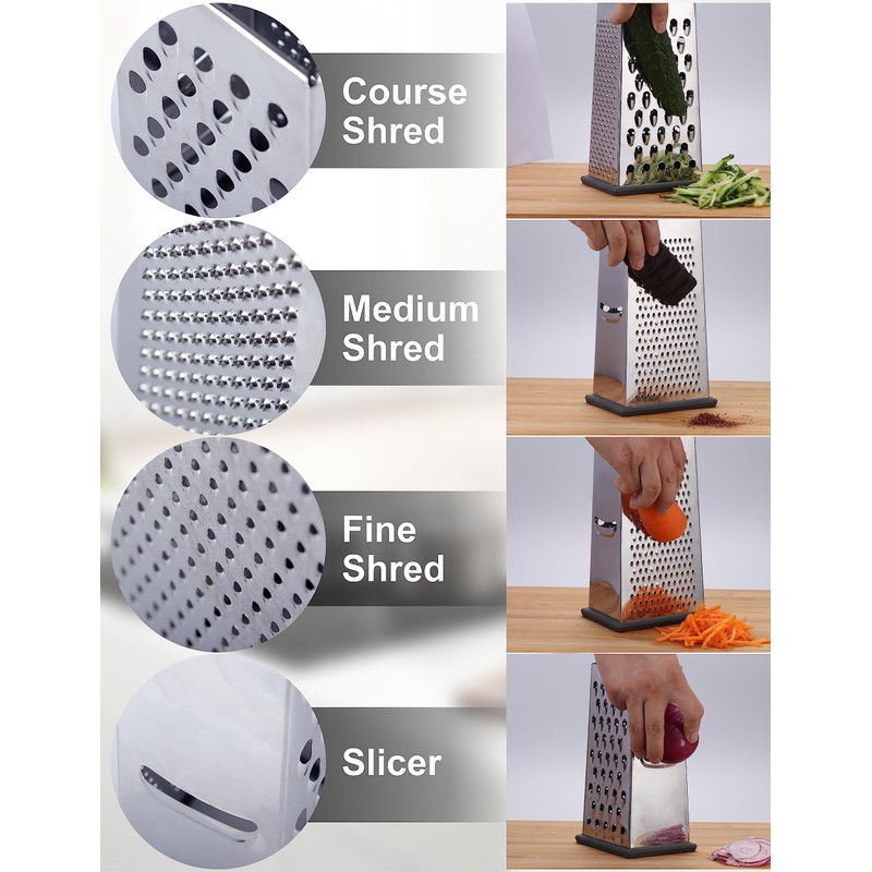 Kaishun Cheese Grater, Box Grater for Cheese Stainless steel Vegetable