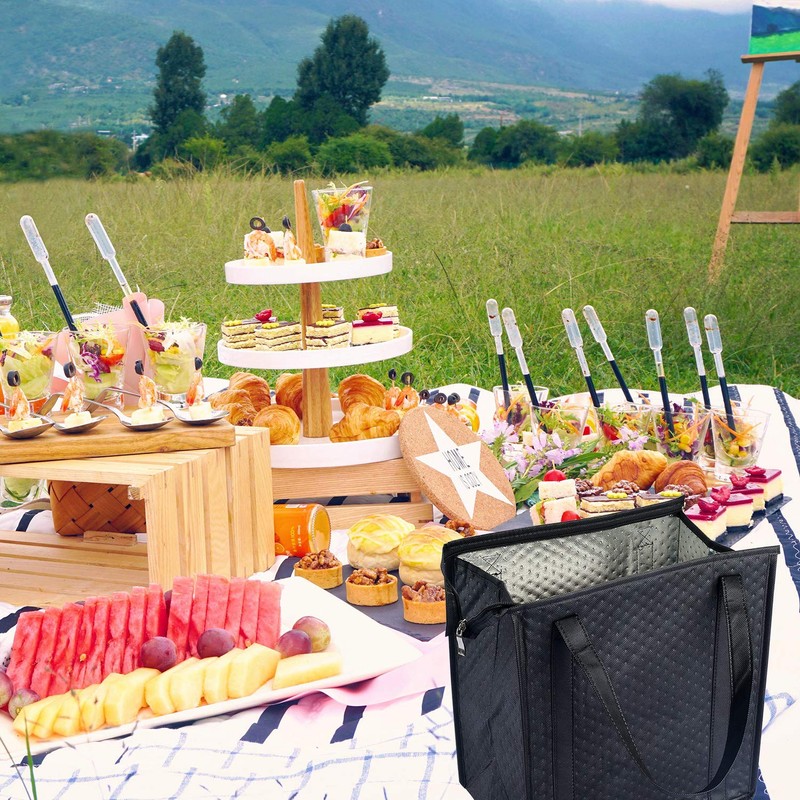 BAGHOME 2PCS Refrigerator Grocery Bag,Cooler Bag,Zipper,Black,Blue