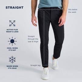 Haggar Men's Sport Travel Performance Straight Fit Flat Front Stretch Casual Pant, Black