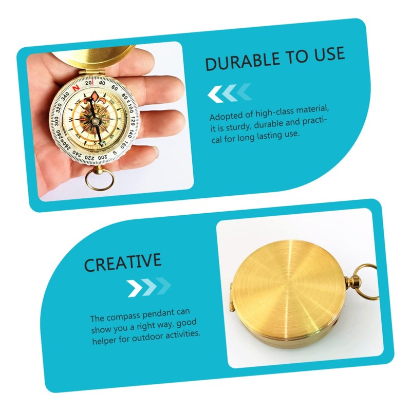Sosoport Elegant Copper Compass Pendant Compact Design for Hiking Camping