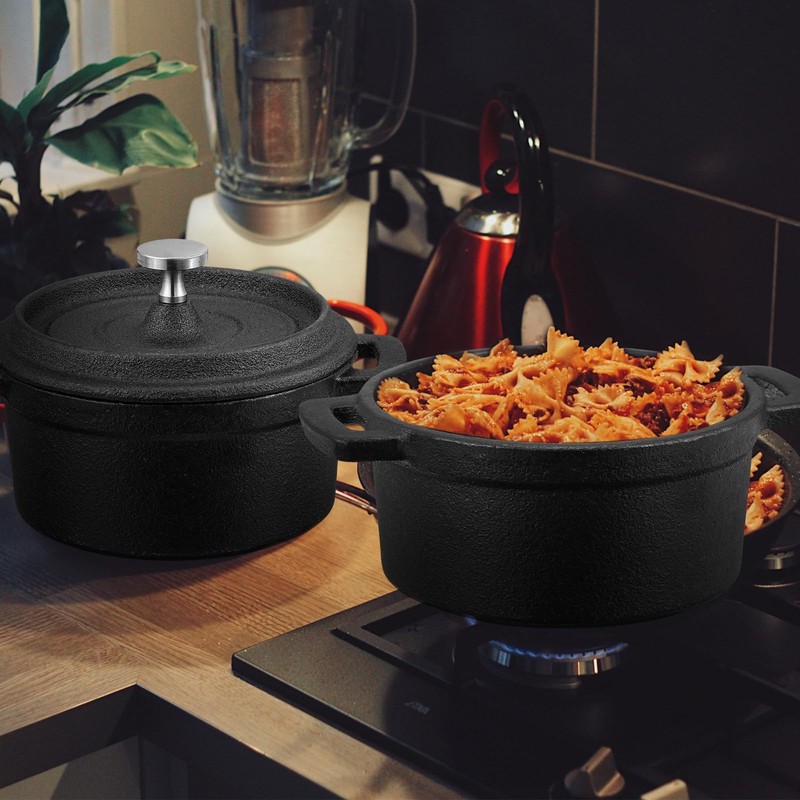Suttmin 4 Pcs Mini Dutch Oven Small Round Iron Cocotte