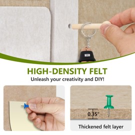 DOLLAR BOSS Felt Bulletin Board 24 x 16 in Foldable Cork Boards for Walls Soundproofing Magnetic Whiteboard Dry Erase, Peg Board Acrylic Shelf for Office, Home with Push Pins Magnets Markers, Latte