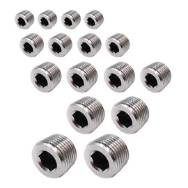 Metalwork 5 Sizes 304 Stainless Steel Pipe Fitting, Hex Countersunk Plug Assortment Kits, 16 Pcs, 1/8"+1/4"+3/8"+1/2"+3/4"