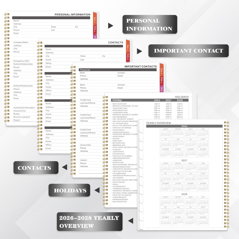 2026 Monthly Planner - 2026 Planner with Tabs, Jan 2026
