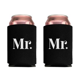 Pink Palm Co. Wedding Set of 2 Can Coolers | Can Holders for Bride and Groom | Beverage Insulators for Newlyweds | Wedding Toast | Engagement Party | Honeymoon (Mr. & Mr.)