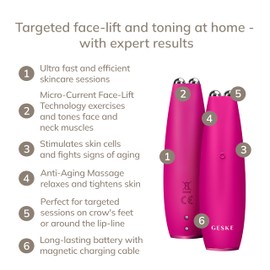 GESKE SmartAppGuided MicroCurrent Face-Lift Pen, 6 in 1, Skincare Tool with Microcurrent, Anti-Ageing Device, Face Tightening, Young Skin Without Wrinkles, Device for Face