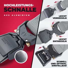 District North Tactical Belt Men's Elastic Tactical Belt Military Work Belt Outdoor with High Performance Quick Release Buckle and Stretch Features, light grey